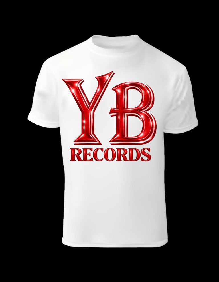 White YB Records t-shirt with red lettering